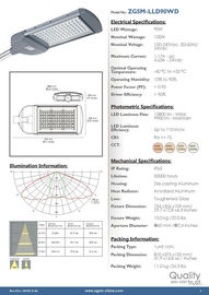 آلومینیوم 100W قدرت بالا چراغ خیابان روشنایی لامپ IP65، 120V 240V 130v